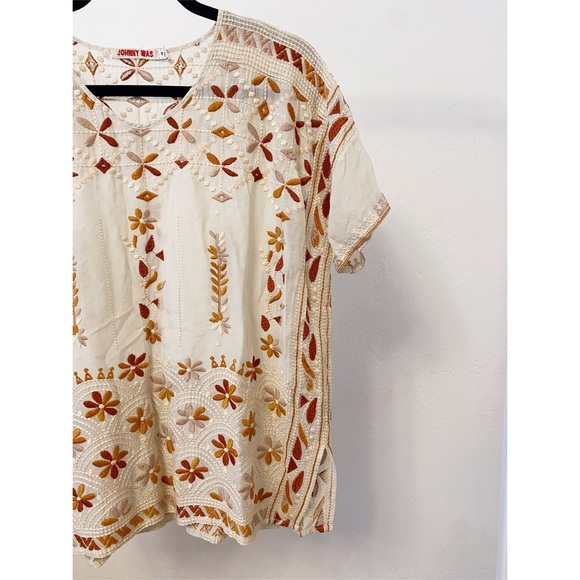 Johnny Was ‘Aubrey’ Boho Embroidered Short Sleeve Blouse - Picture 2 of 13